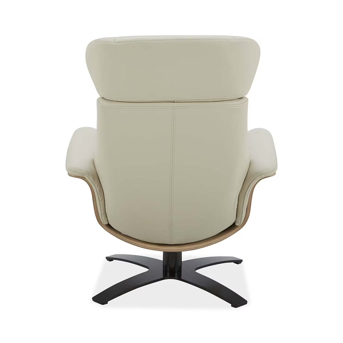 Karma Cream Top Grain Leather Swivel Chair with Ottoman