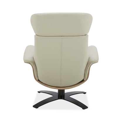 Karma Cream Top Grain Leather Swivel Chair with Ottoman