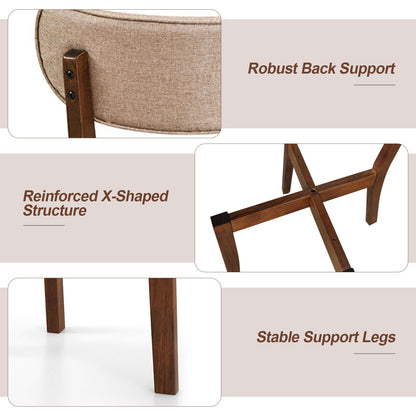 Upholstered Mid-Back Chairs with Solid Rubber Wood Frame