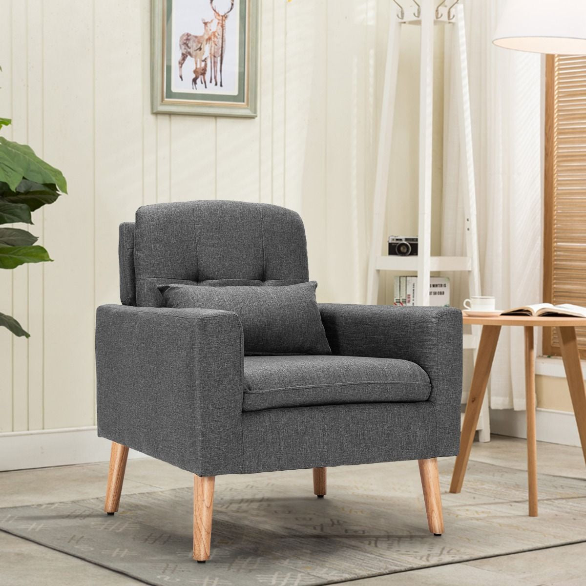 Modern Accent Chair with Lumbar Pillow