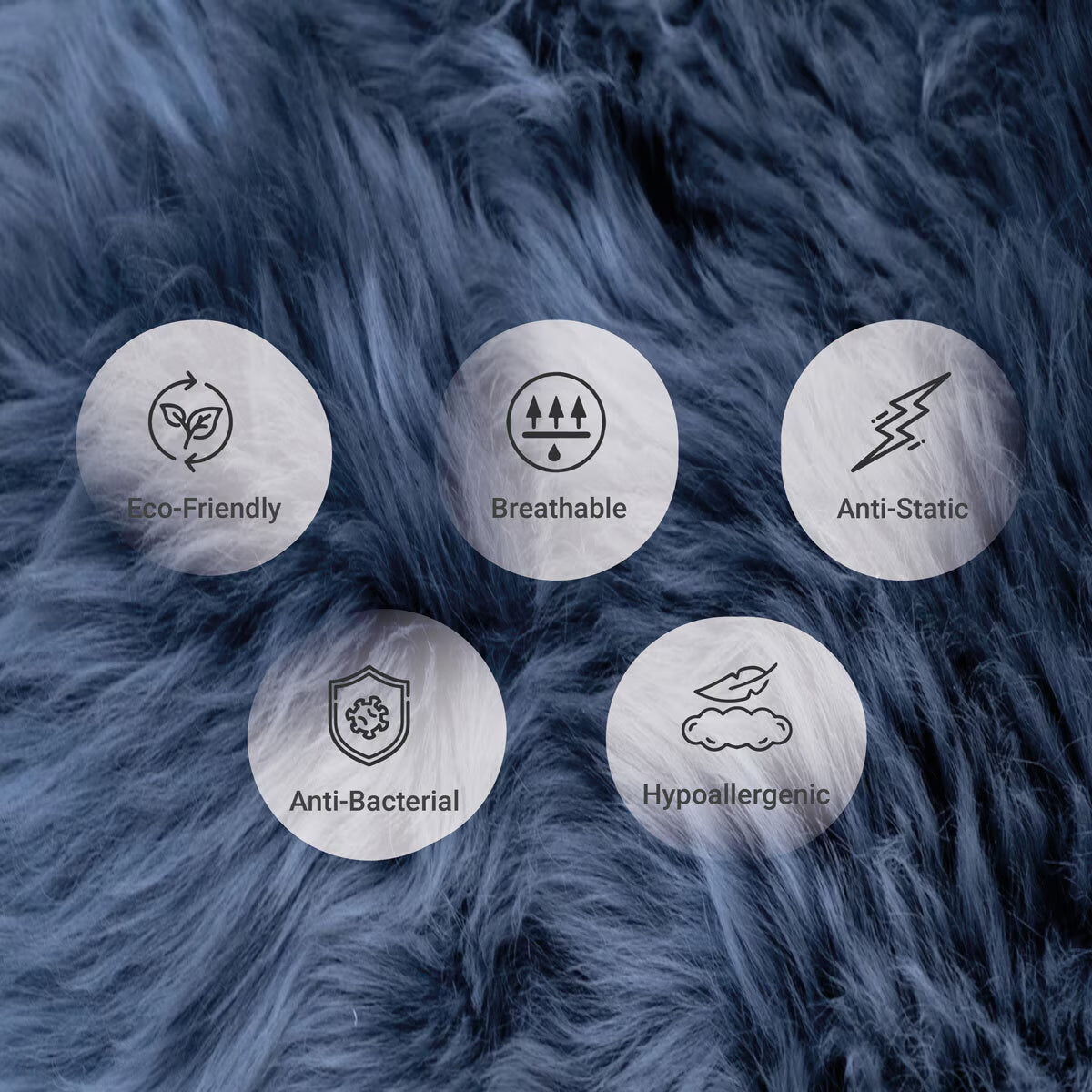 Long Wool Double Rug in Steel Grey, 180 X 55 Cm