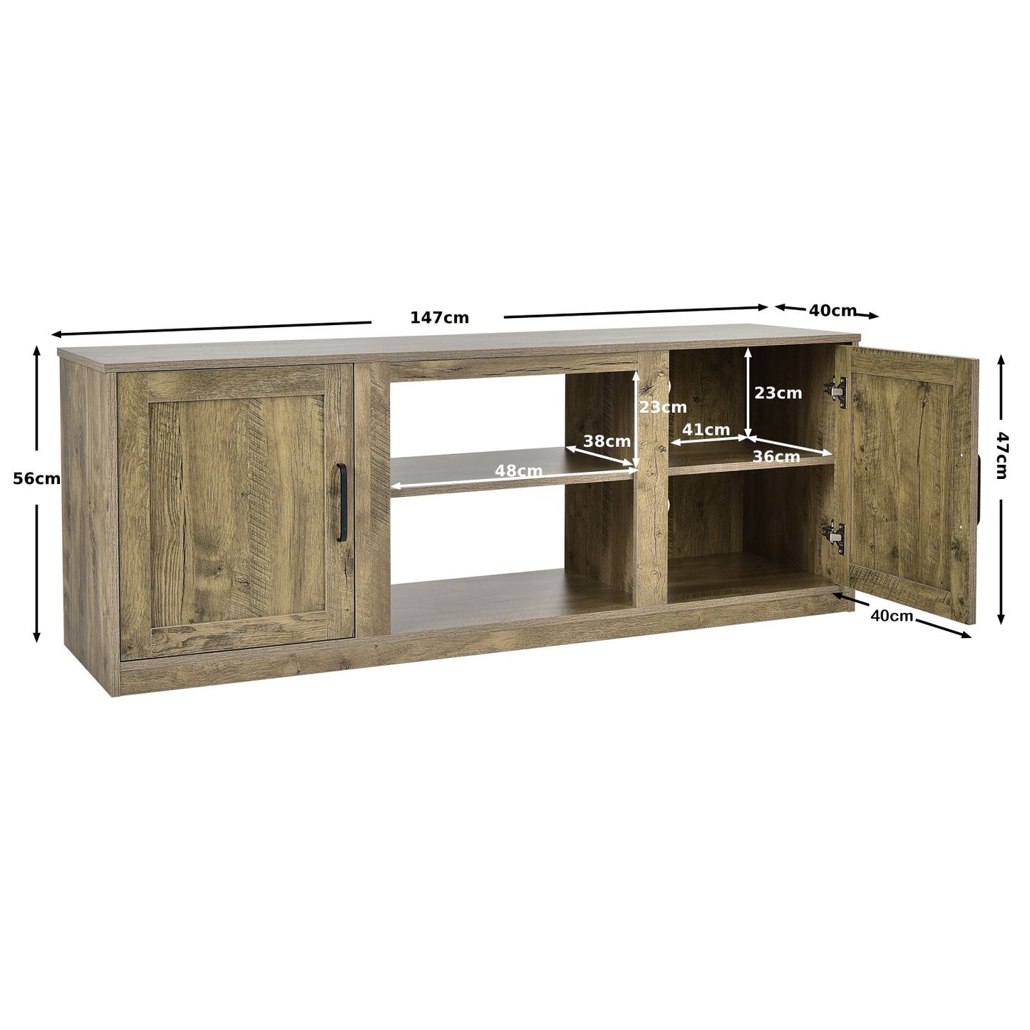 TV Stand for 65-Inch Tvs with Storage Cabinets and Adjustable Shelves