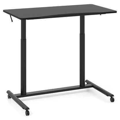 C-Shaped Mobile Standing Desk with Adjustable Height and Lockable Wheels
