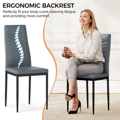 4 PCS Armless Side Chairs with Upholstered Cushion and Sturdy Metal Frame