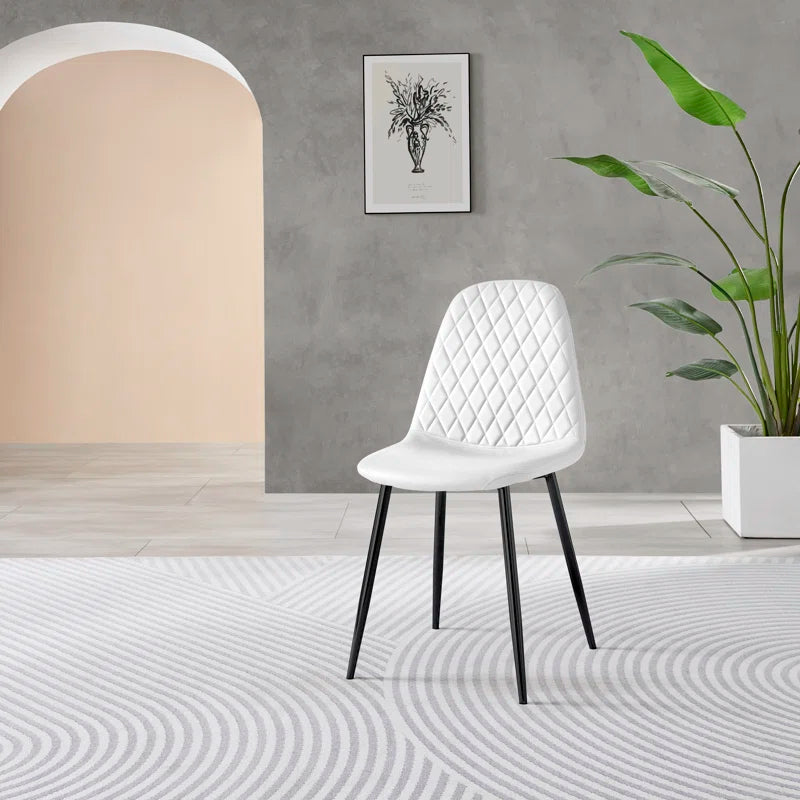 Seline Modern round Dining Table Set in Glass and Chrome with 2 Luxury Faux Leather Dining Chairs