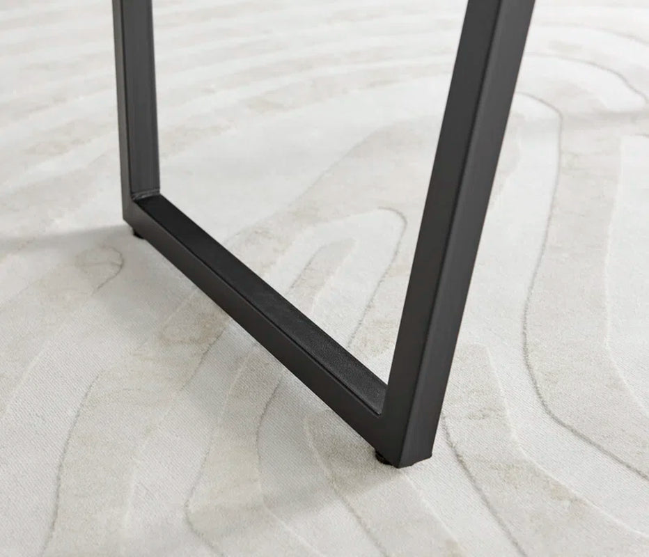 Industrial Design White & Grey Marble Effect Melamine Dining Table and 2 Velvet Dining Chairs