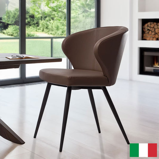 Doris Brown Faux Leather Dining Chair