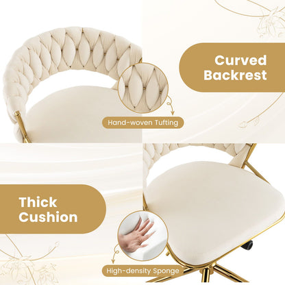 360° Swivel Home Office Desk Chair Set of 2 with Hand-Woven Back