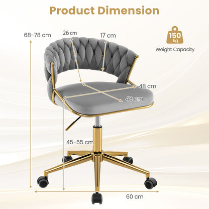 360° Swivel Home Office Desk Chair Set of 2 with Hand-Woven Back