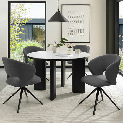 Alisa round Sintered Stone Dining Table + 4 Grey Chairs