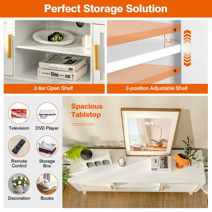 Rattan TV Stand for Tvs up to 65 Inch with Adjustable Shelf