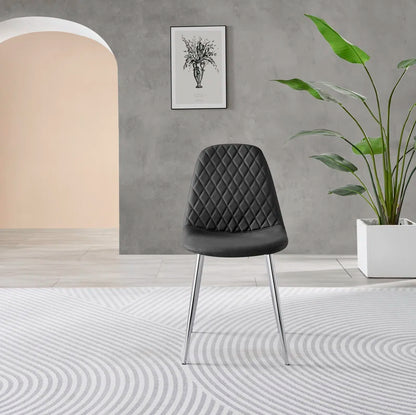 Seline Modern round Dining Table Set in Glass and Chrome with 2 Luxury Faux Leather Dining Chairs