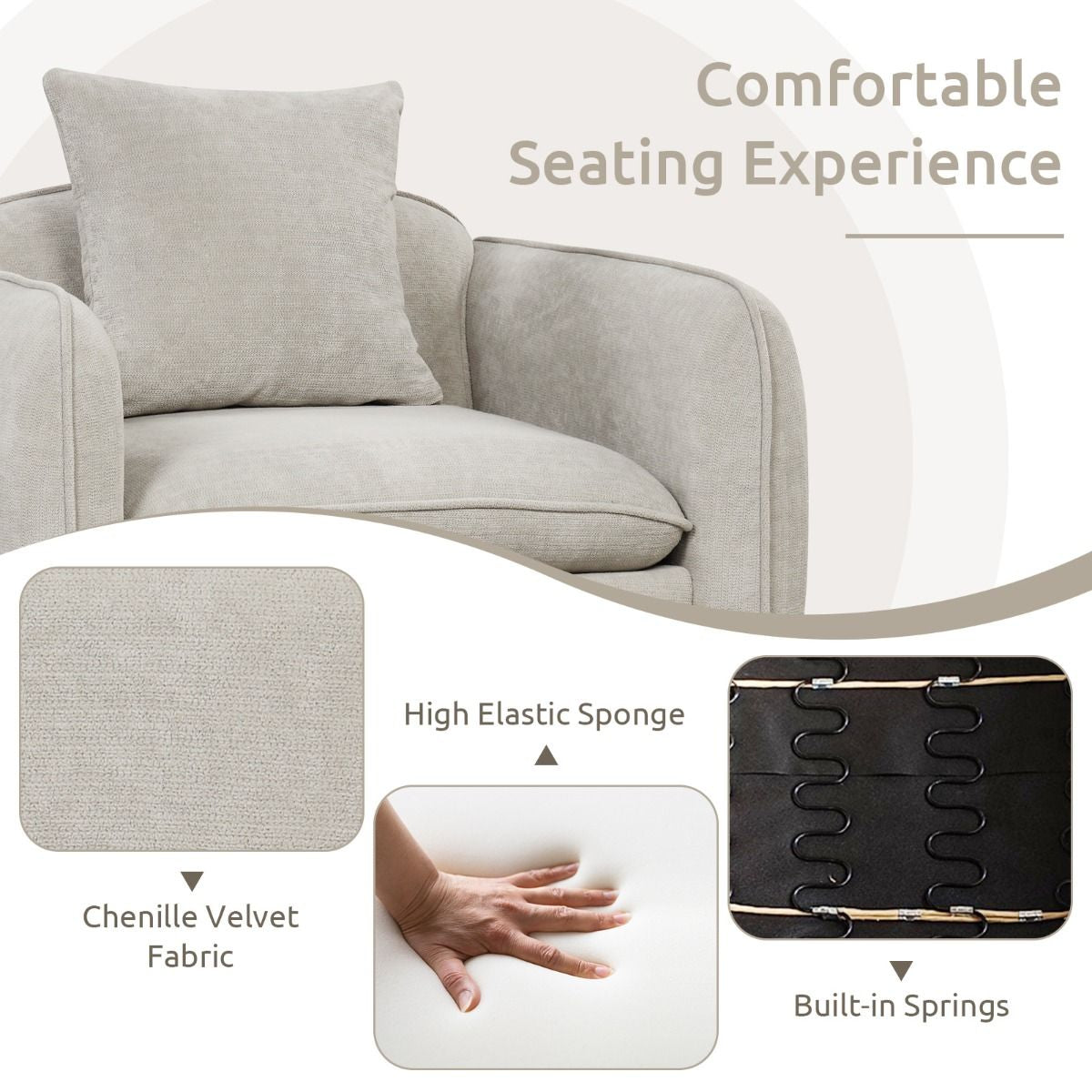 Chenille Velvet Accent Chair with Golden Metal Legs