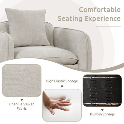 Chenille Velvet Accent Chair with Golden Metal Legs