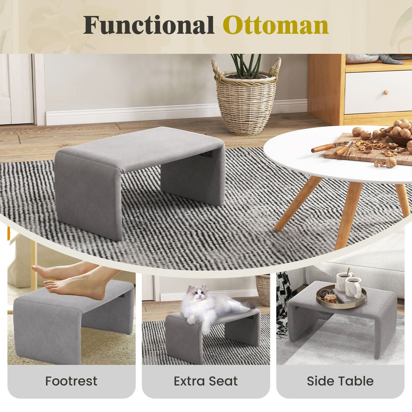 Accent Chair with Ottoman and Open Curved Back