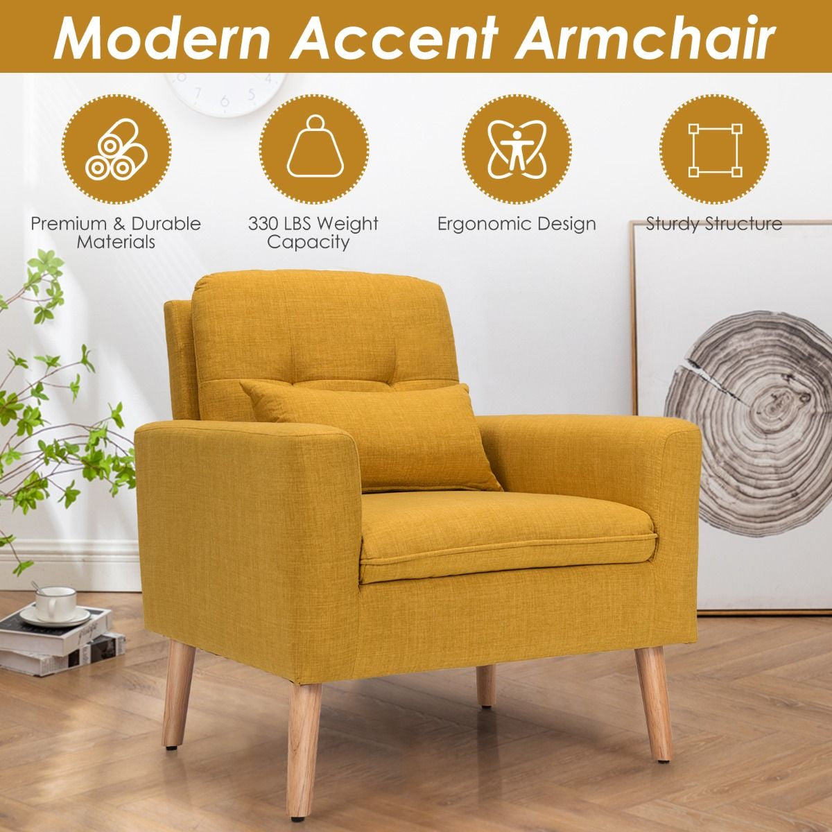 Modern Accent Chair with Lumbar Pillow