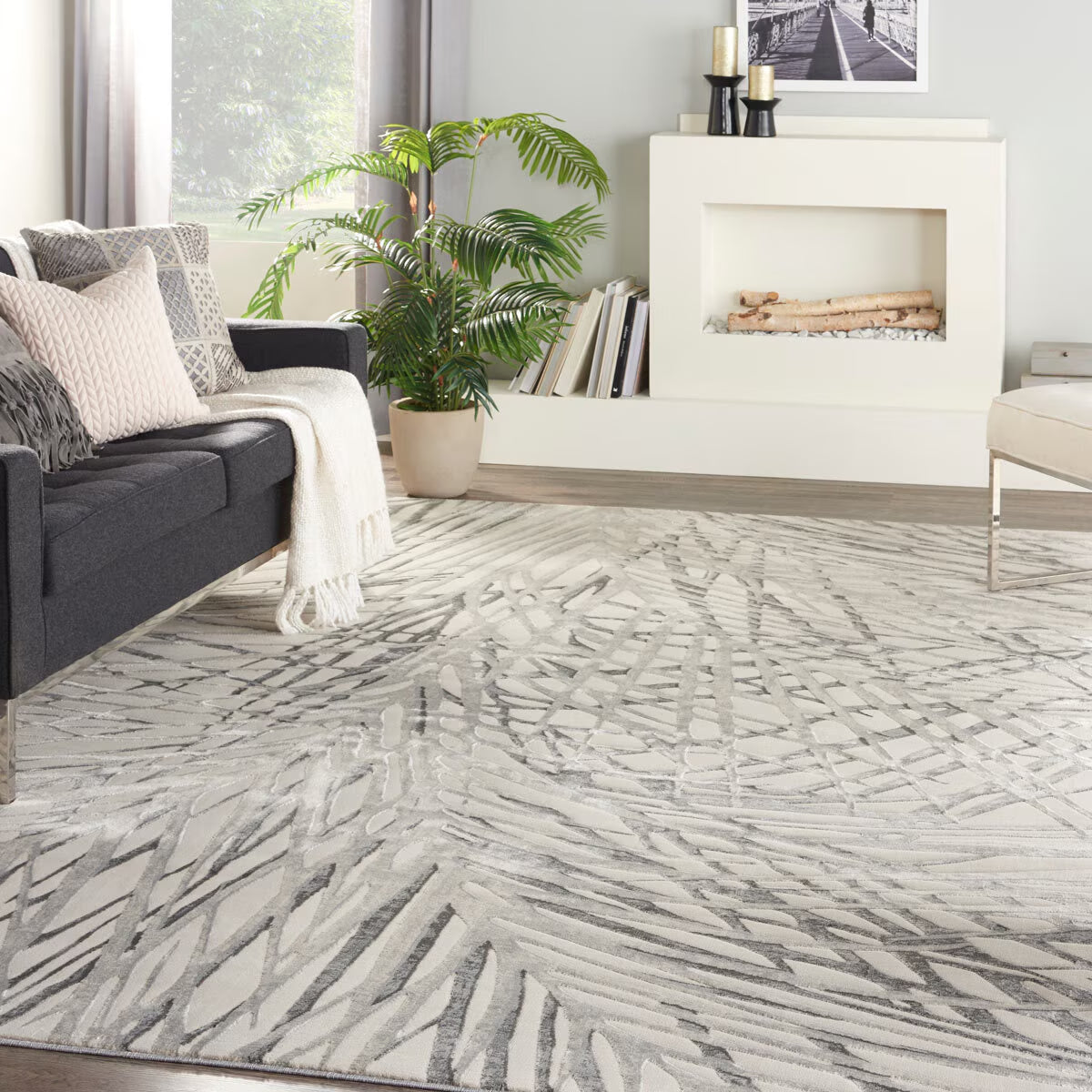 Rustic Textures Ivory & Grey Rug, 160 X 221 Cm