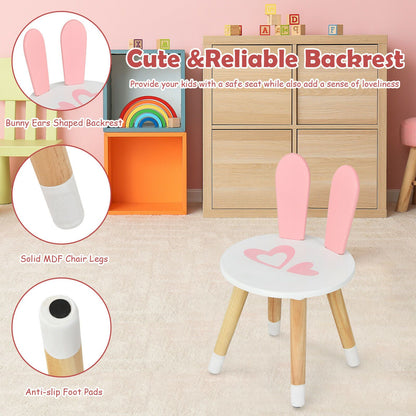 Kids Vanity Table and Chair Pretend Play with Mirror and Drawers