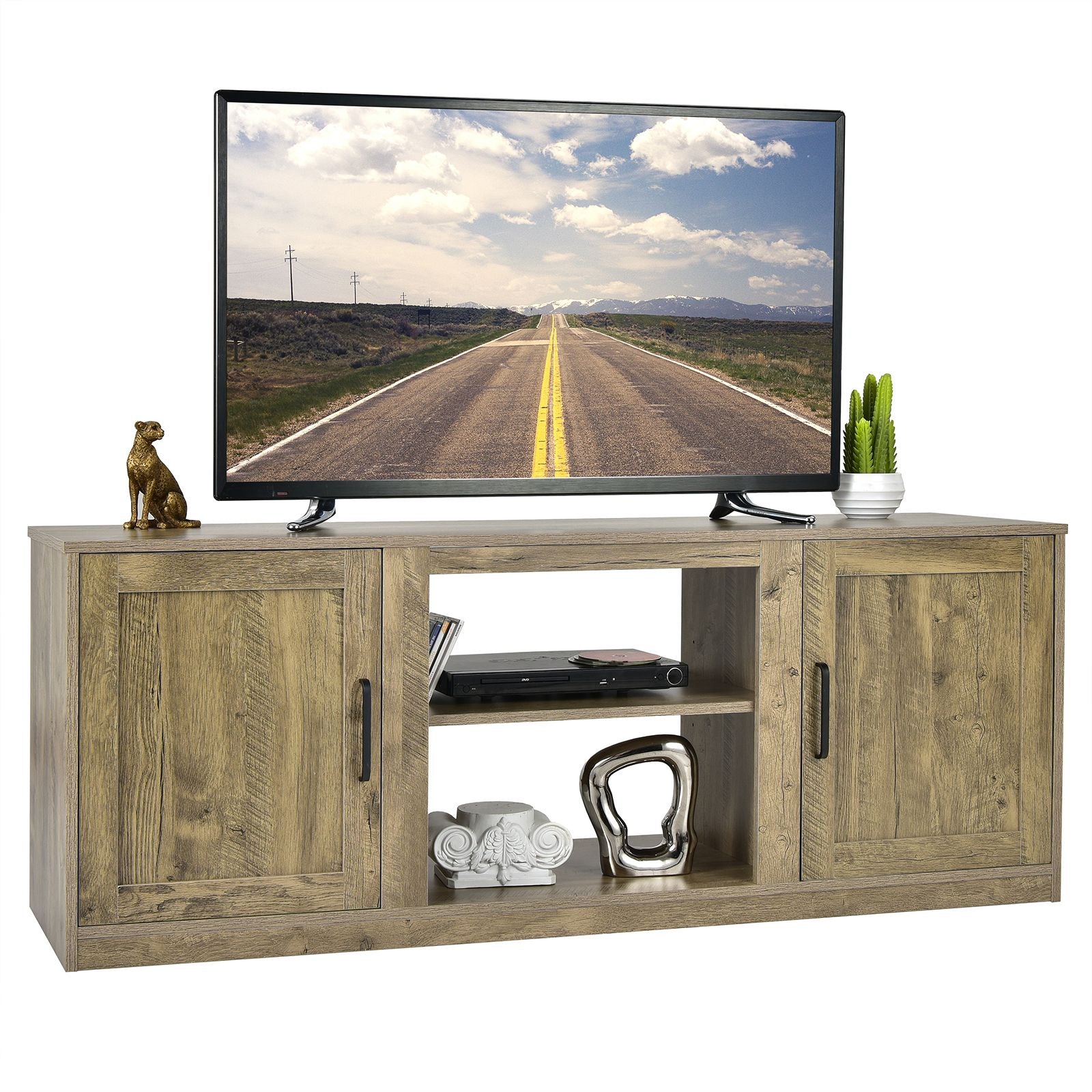 TV Stand for 65-Inch Tvs with Storage Cabinets and Adjustable Shelves