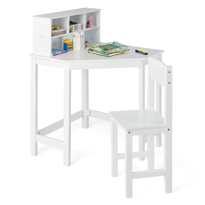Kids Corner Desk and Chair Set with Chair and Hutch