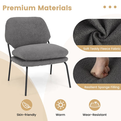 Armless Accent Chair Teddy Fleece Fabric Upholstered Leisure Chair