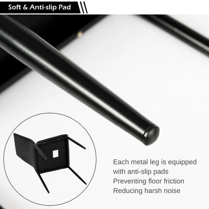 Set of 6 High Back Dining Chairs with Metal Legs and Foot Pads