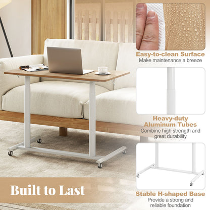 C-Shaped Mobile Standing Desk with Adjustable Height and Lockable Wheels