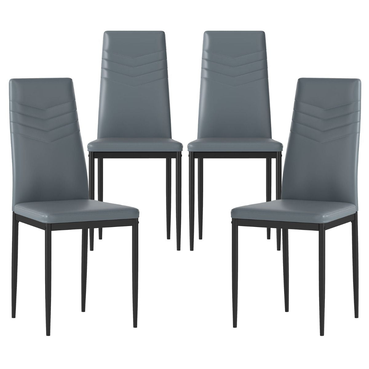 4 PCS Armless Side Chairs with Upholstered Cushion and Sturdy Metal Frame