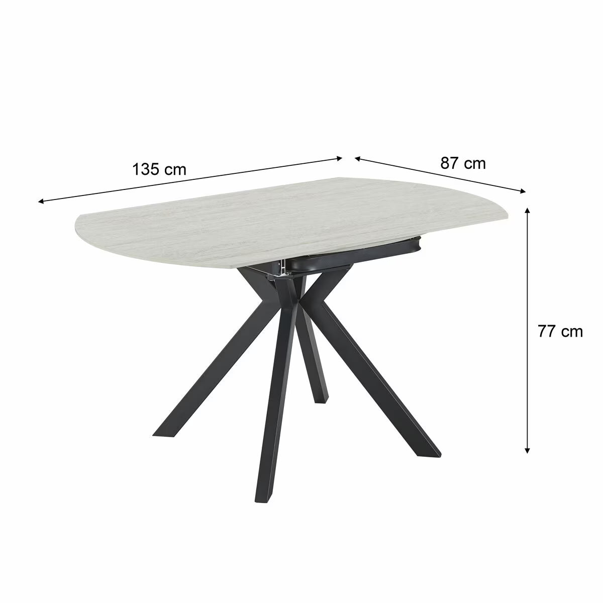 Cavella round Ceramic Extending Dining Table + 4 Beige Chairs