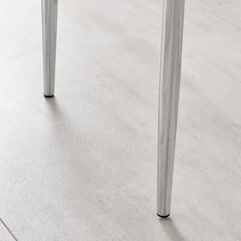 Adler round Dining Table Set with Shelf & 4 Quilted Faux Leather Dining Chairs