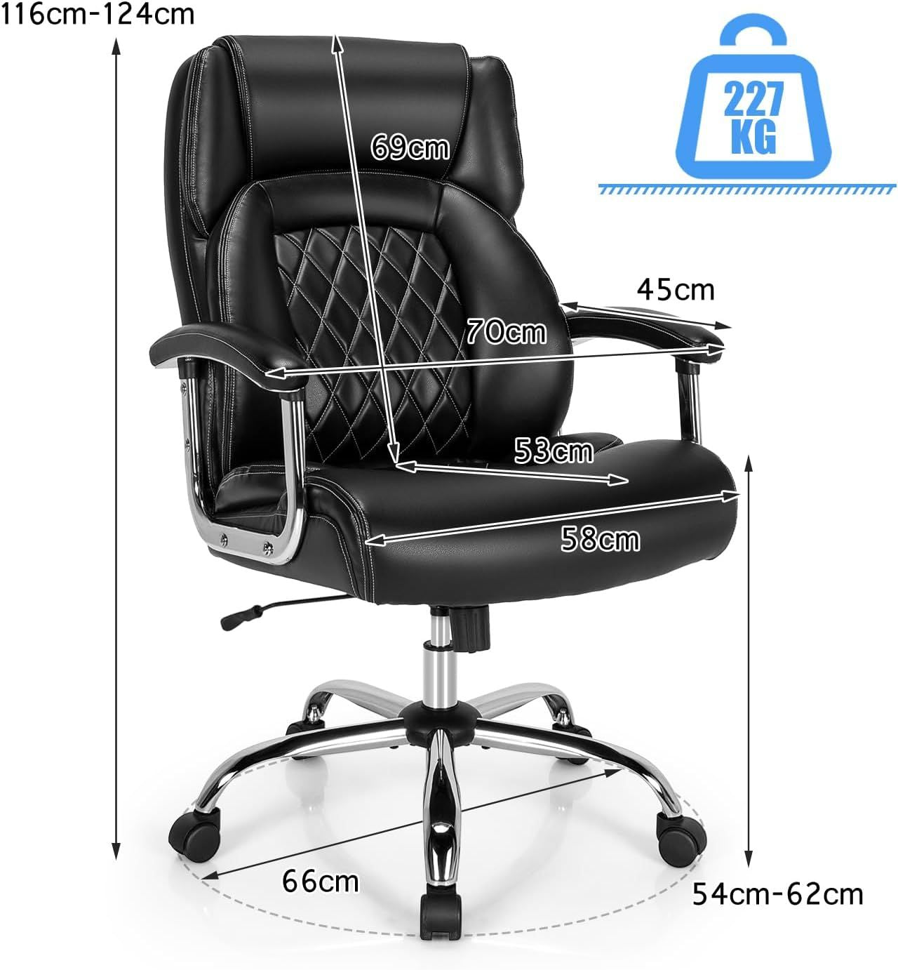 Leather Office Chair with Rocking Mode and Armrests