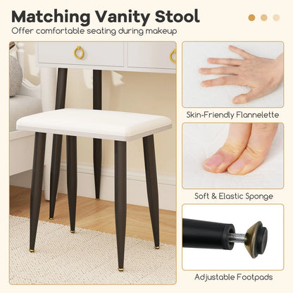 Makeup Vanity Desk with Lighted Mirror for Bedroom