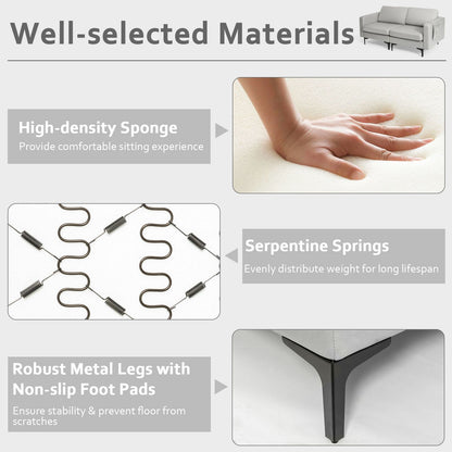 2-Seat Modern Sofa Couch with Detachable Remote Control Holder