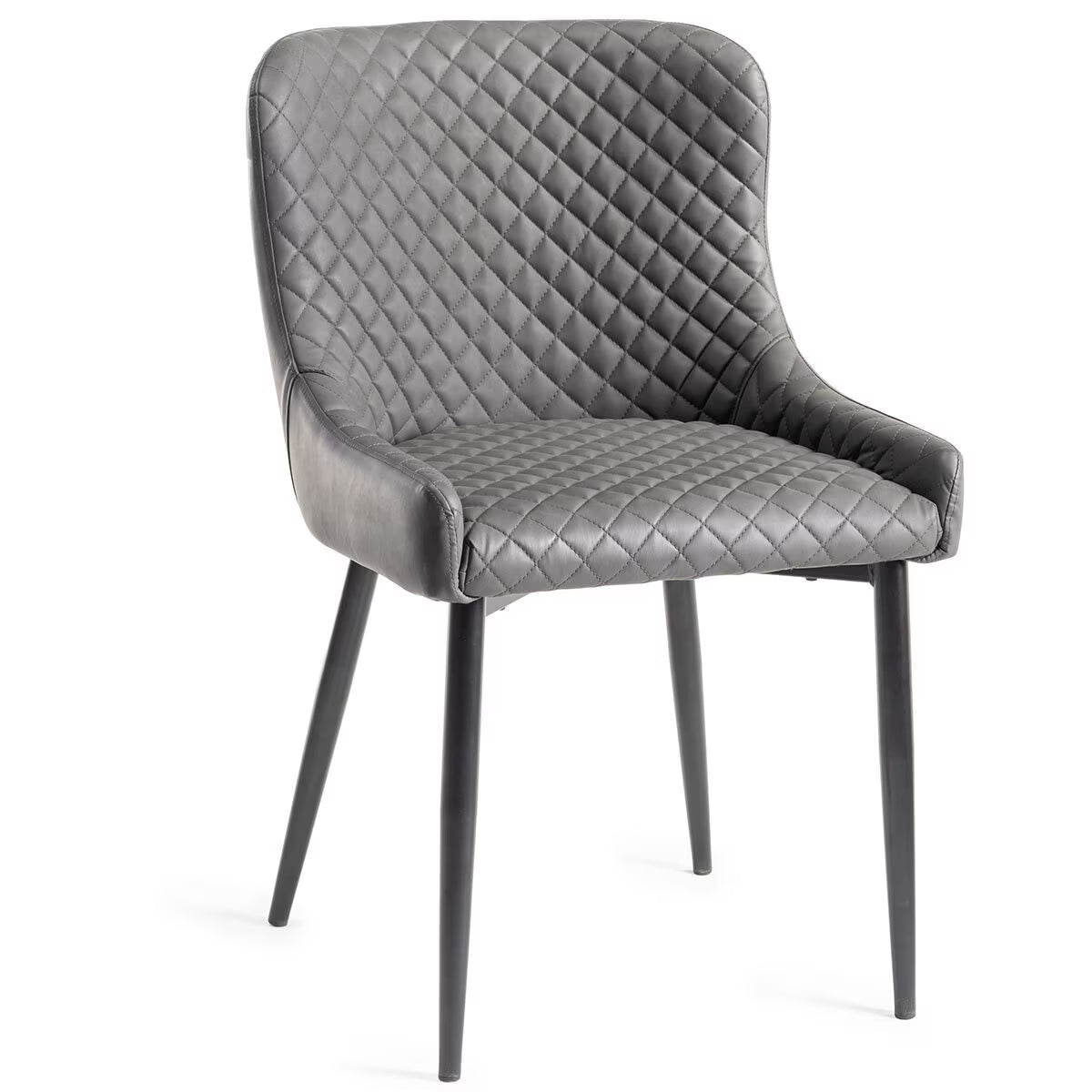 Finch Grey Faux Leather Diamond Stitch Dining Chair, 2 Pack