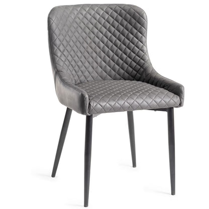 Finch Grey Faux Leather Diamond Stitch Dining Chair, 2 Pack