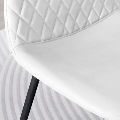 Seline Modern round Dining Table Set in Glass and Chrome with 2 Luxury Faux Leather Dining Chairs