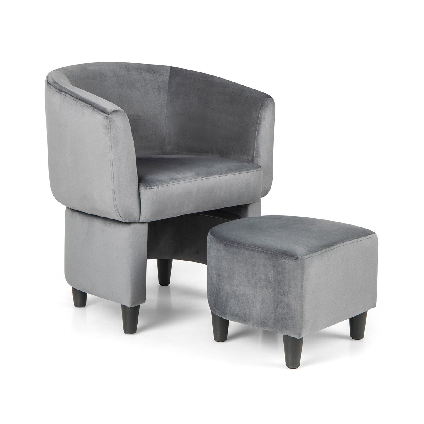 Upholstered Velvet Barrel Chair Modern Club Chair with Ottoman