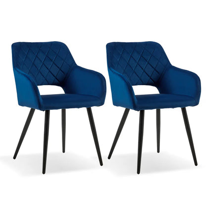 2 X Dining Chairs, Velvet Upholstered Kitchen Counter Chair, Lounge Reception Chairs for Dining Room, Grey