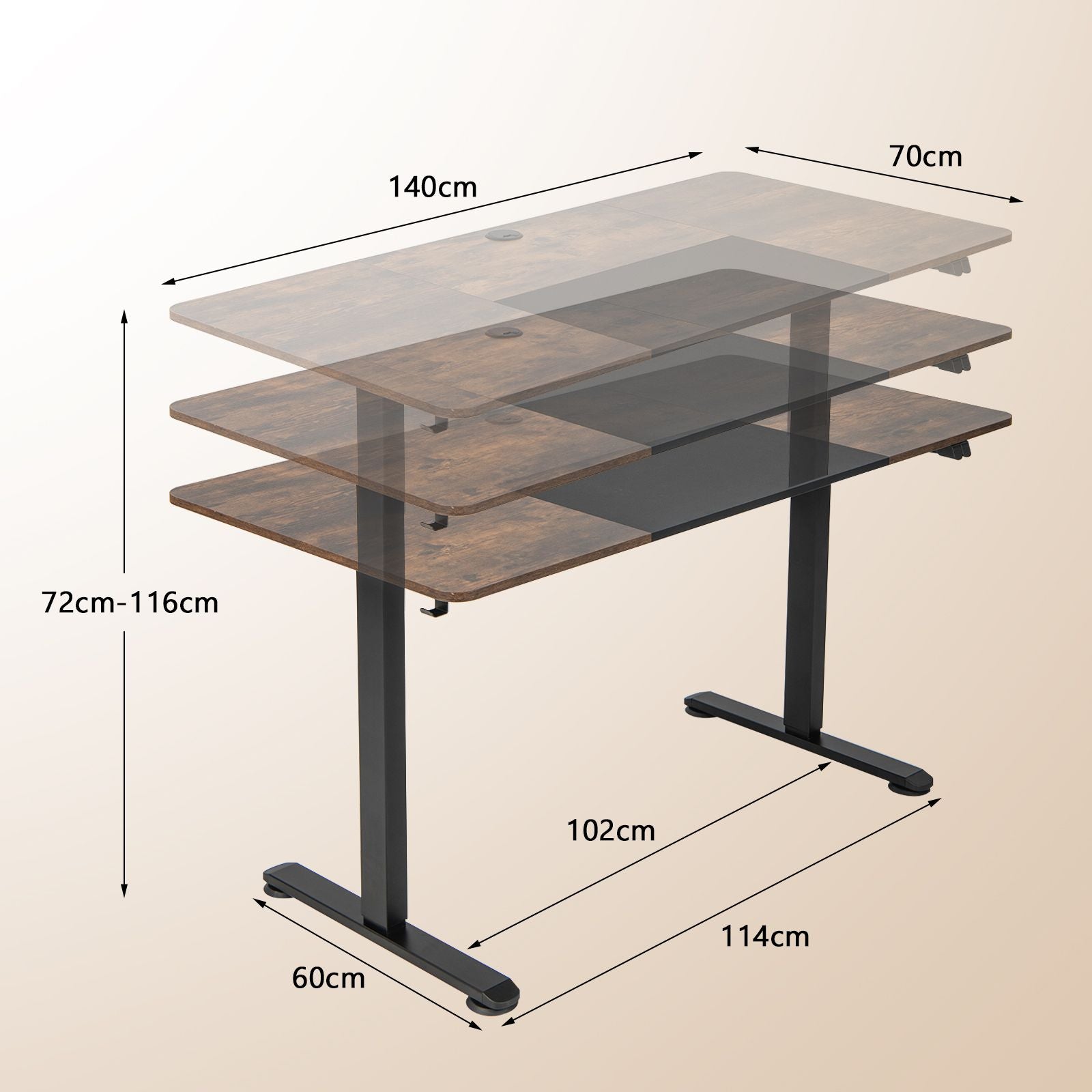 Height Adjustable Home Office Computer Desk with Headphone Hook