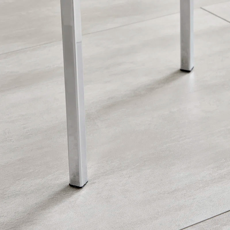 Faux Leather Modern Tall Back Dining Chairs with Chrome Metal Legs & Vertical Stitching