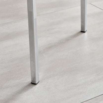 Faux Leather Modern Tall Back Dining Chairs with Chrome Metal Legs & Vertical Stitching