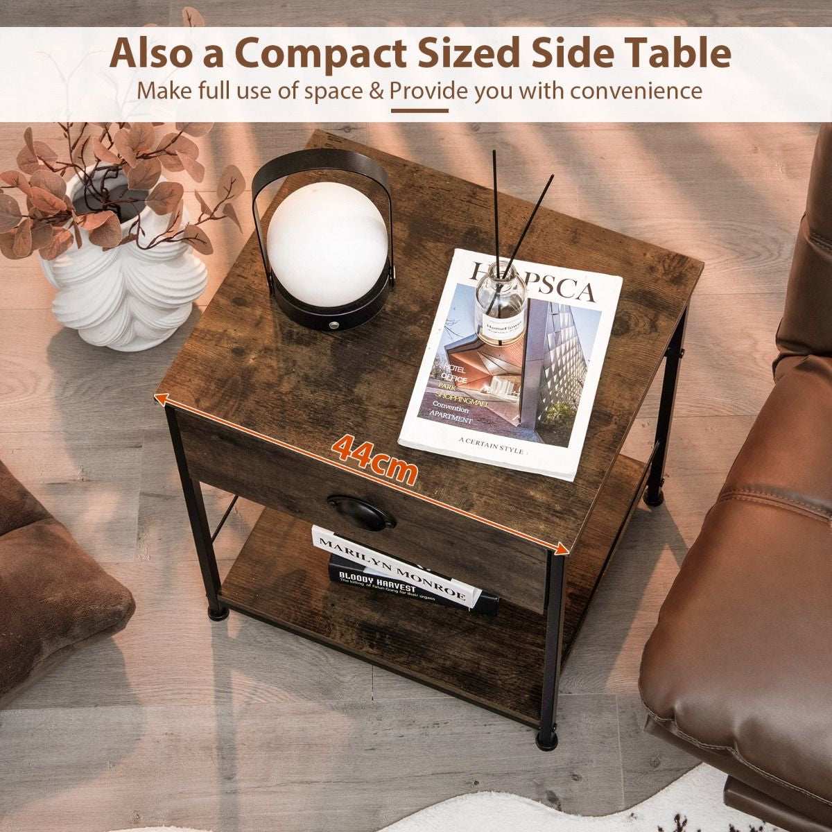 2-Tier Nightstand Bedside End Sofa Coffee Table for Bedroom Living Room