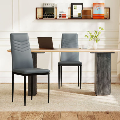 4 PCS Armless Side Chairs with Upholstered Cushion and Sturdy Metal Frame