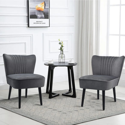 Velvet Accent Chair Set of 2 Modern Leisure Chair with Rubber Wood Legs