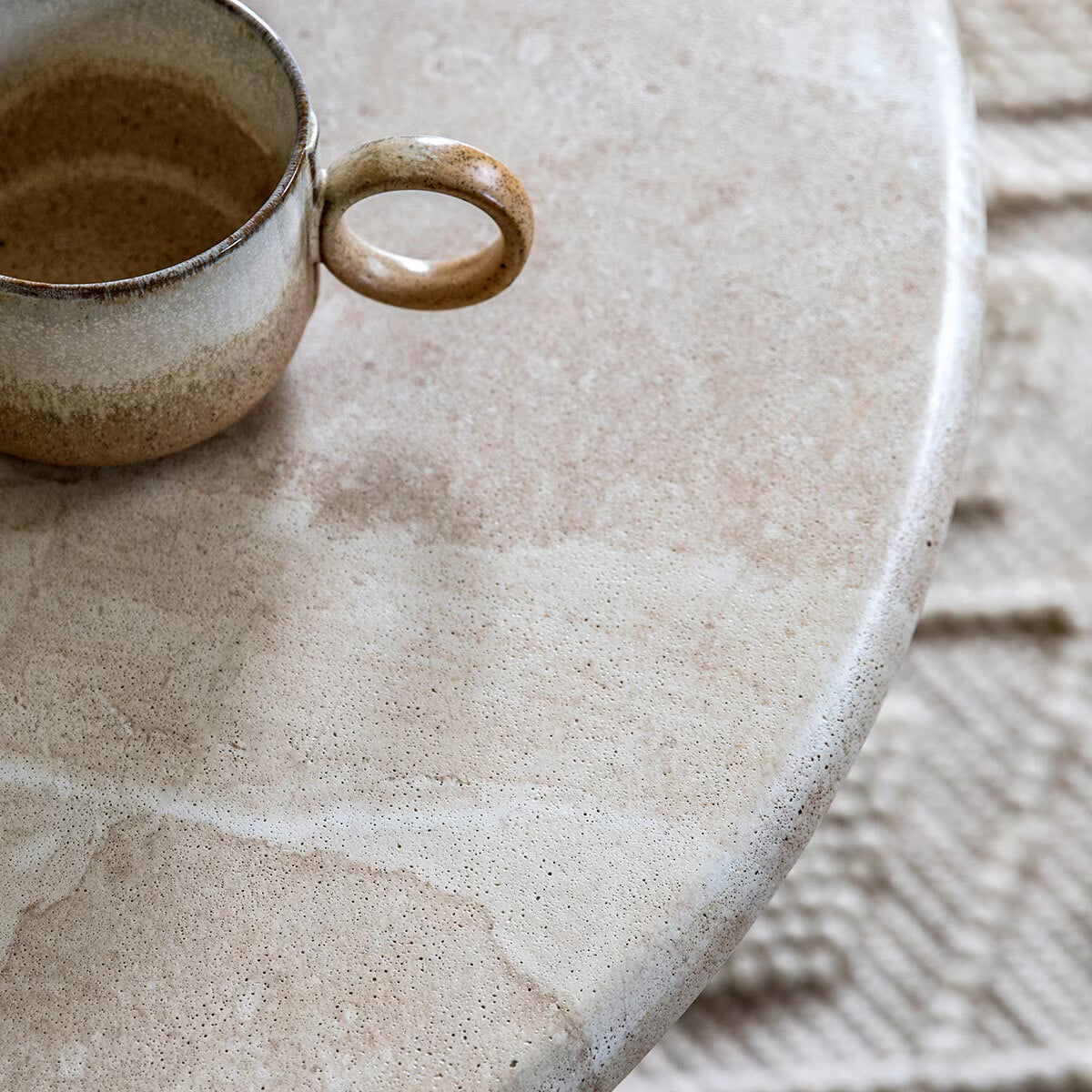 Moderna White Faux Travertine Coffee Table