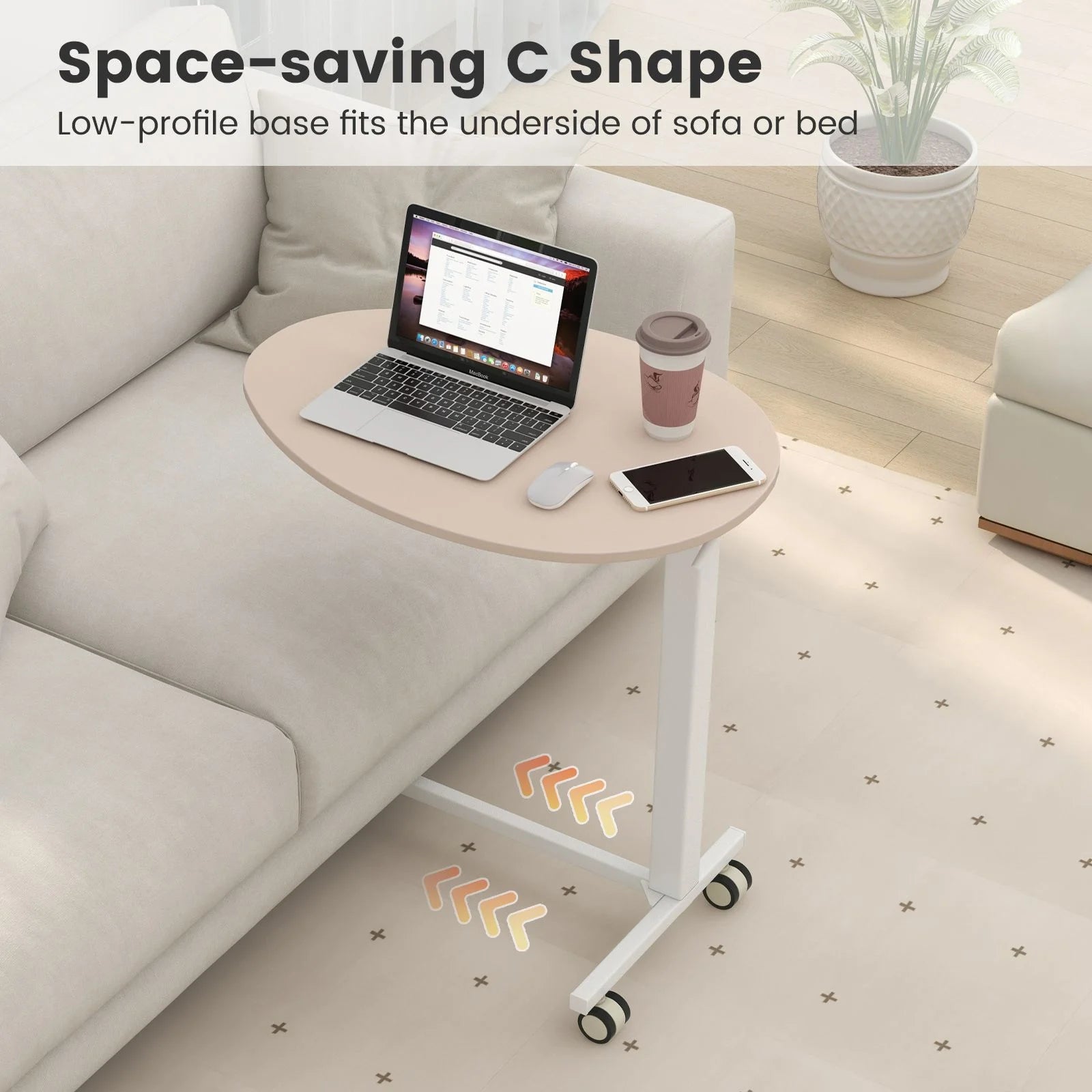 Mobile Standing Desk with Pneumatic Lift