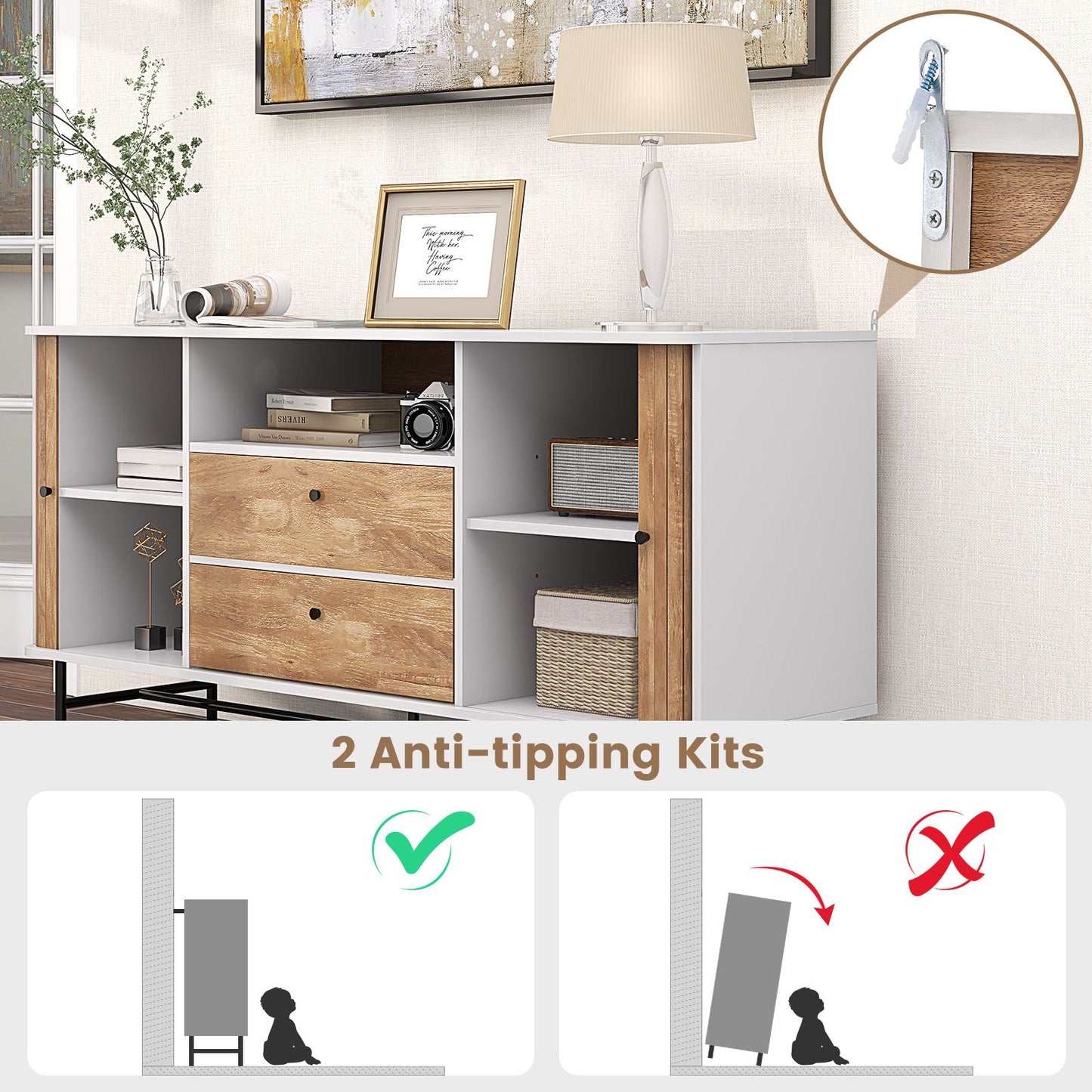 Mid Century Modern Buffet Sideboard Coffee Bar Station