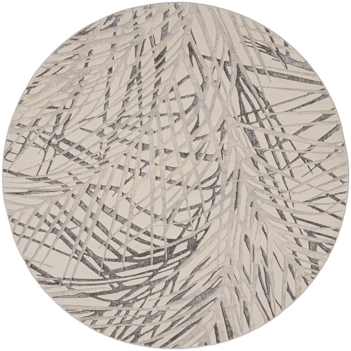 Rustic Textures Ivory & Grey Circle Rug, 160 Cm