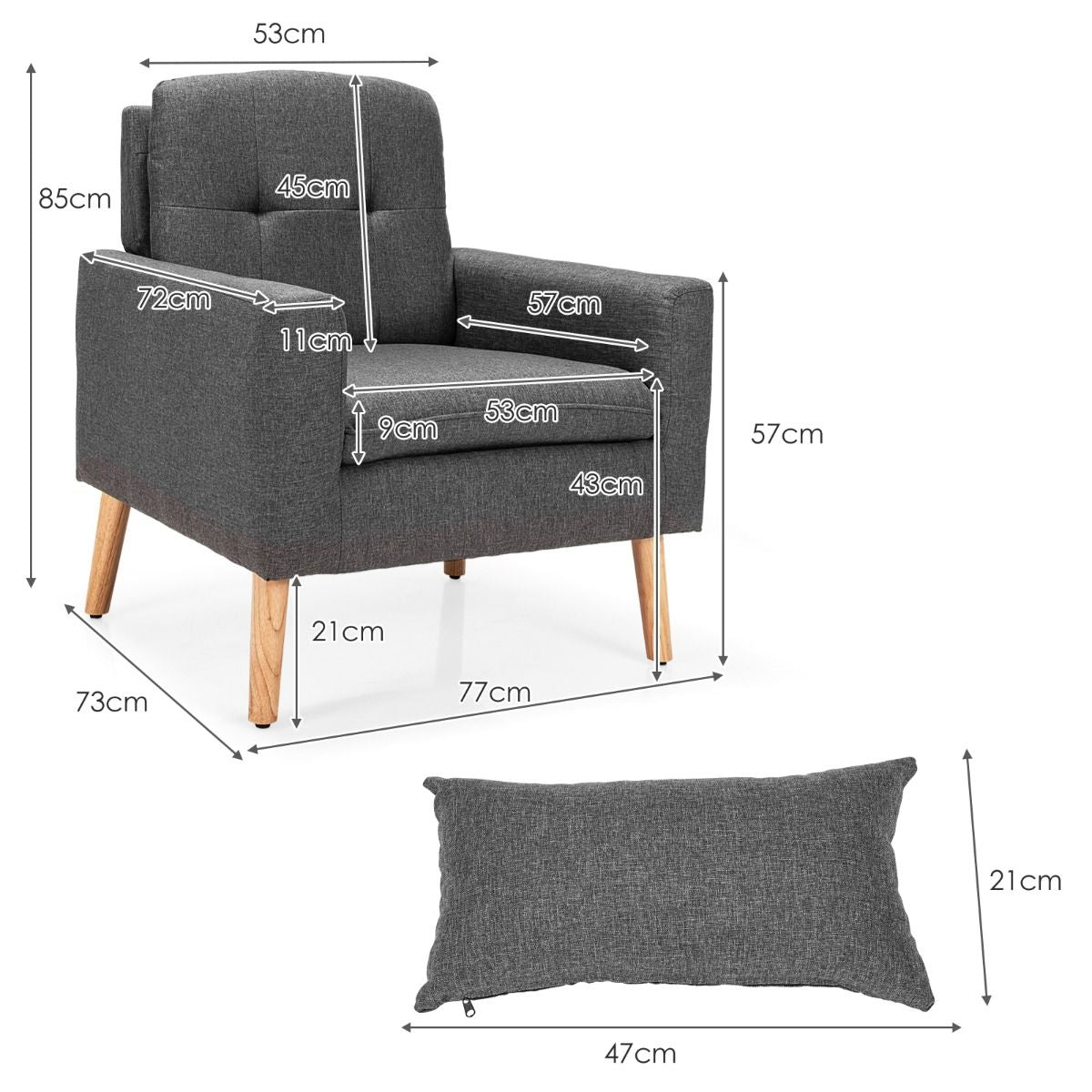 Modern Accent Chair with Lumbar Pillow