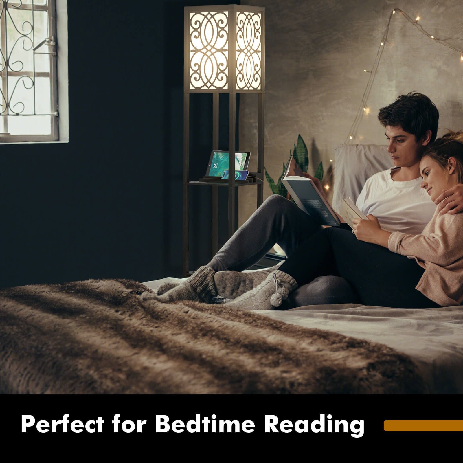 3-Layers Free-Standing Light with 2 USB Charging Ports and Storage Drawer